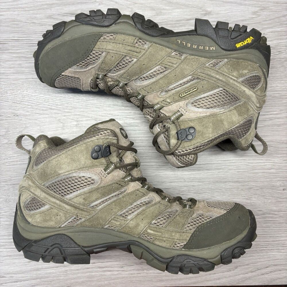 Merrell Moab 2 Mid Boots Mens 10 Green Waterproof Vibram Gorpcore Hiking Trail - Picture 7 of 12